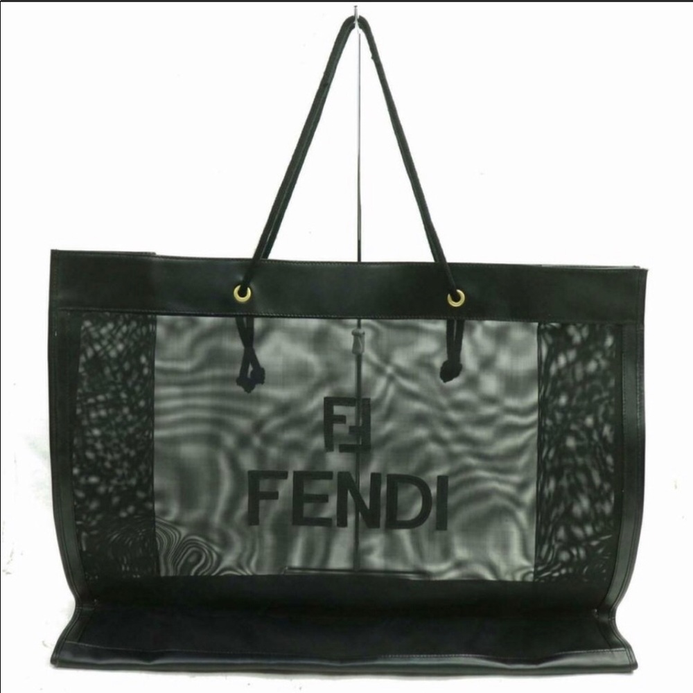 Fendi XL AUTHENTIC See Through Mesh FF Logo Tote